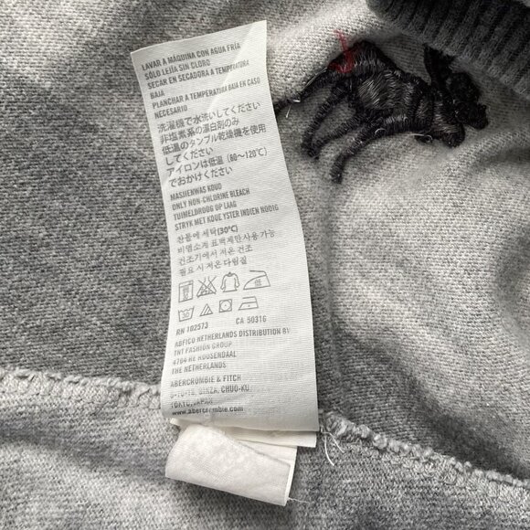 Vintage Y2K Abercrombie & Fitch Gray Stripe Moose Muscle Crewneck Sweater Men XL - Picture 8 of 8